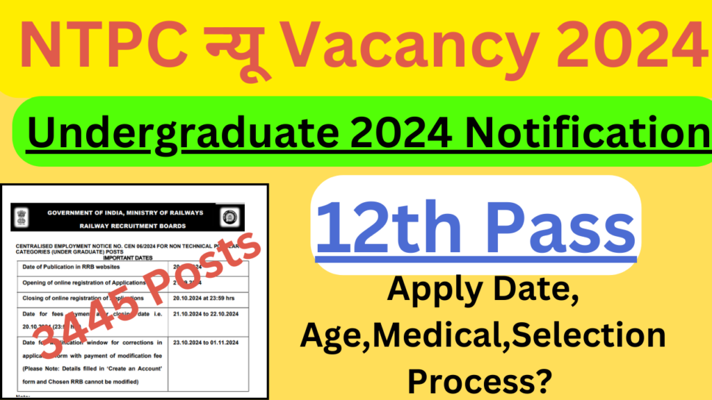 RRB NTPC Undergraduate Vacancy 2024