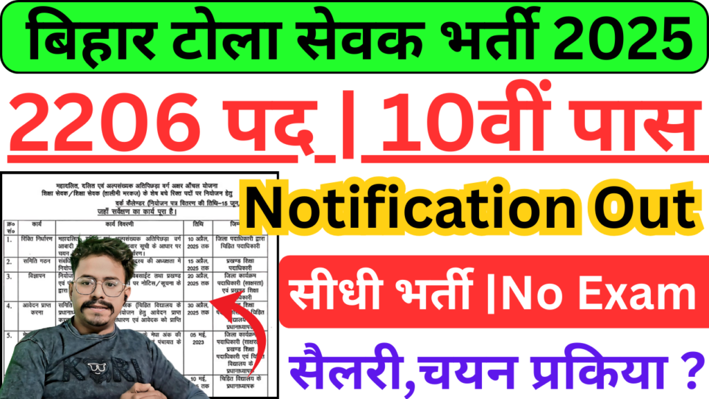 Bihar Tola Sevek Vacancy 2025