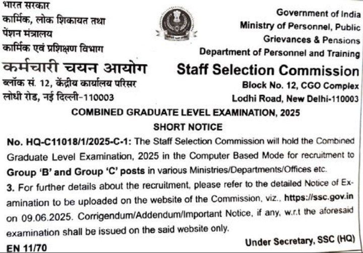 ssc cgl vacancy