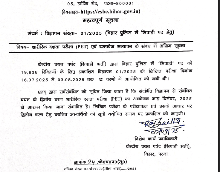 Bihar Police Constable Result 2025